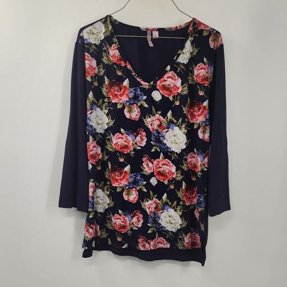 Body Touch Floral Print Long Sleeve Top Womens Size Large L - Picture 1 of 4